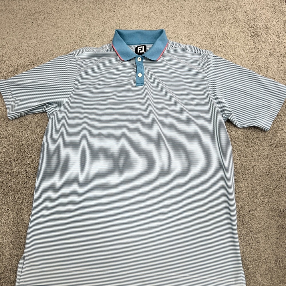 FootJoy Men's Blue Striped Polo Shirt